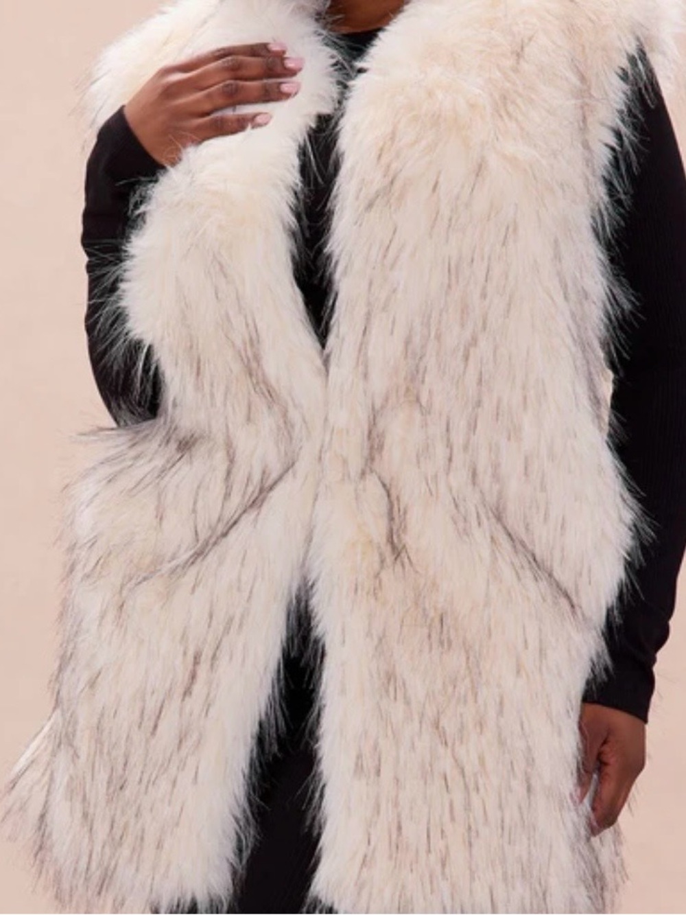 Fashion Nova Cream Faux Fur Long Scarf Stole